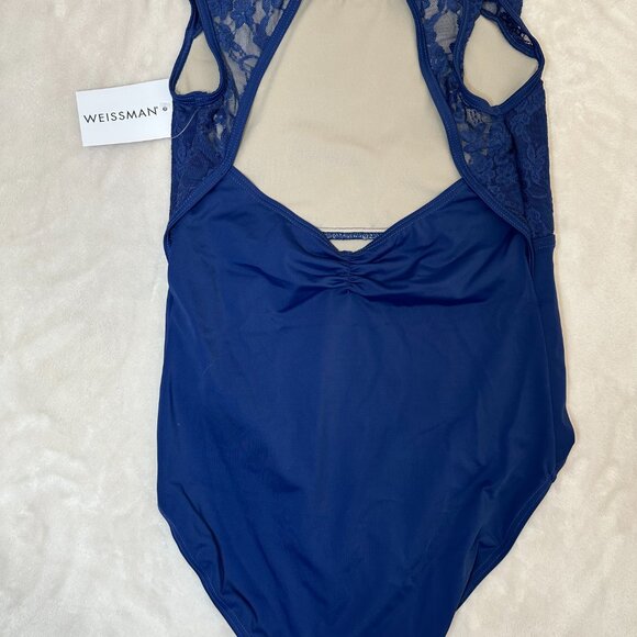 Navy Lace Sleeved Dance Leotard - Picture 3 of 3